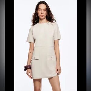 Zara Elegant Beige Short Sleeve Dress